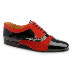 Nueva Epoca Sucre Zwart-Rode Tangoschoenen Heren - Suede, Lakleer - Suede Splitzool - Hak 2,5 cm
