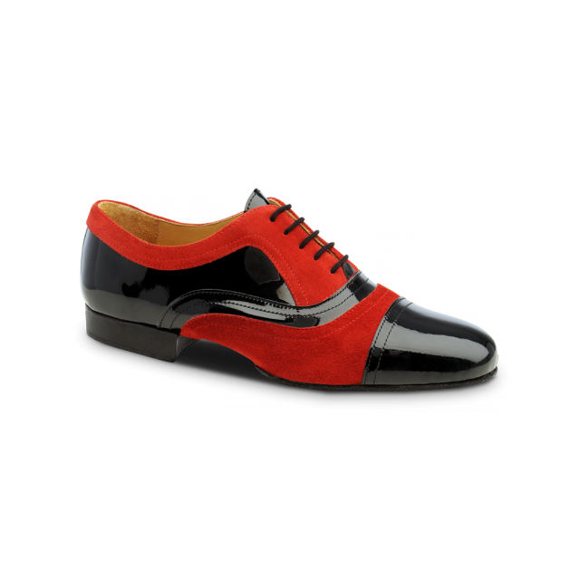 Nueva Epoca Zwart Rood Lak Suede Heren dansschoen