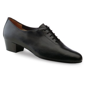 Heren Dansschoenen voor Latin - Hoge Hak 4 cm - Zwart Nappa Leer - Suede Zool - Werner Kern 28019