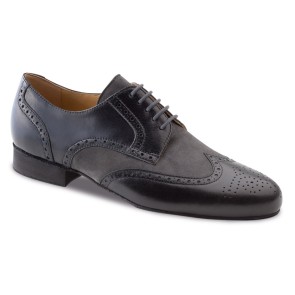 Werner Kern 28023 Heren dansschoenen van zwart leer en grijs suede met geperforeerde details