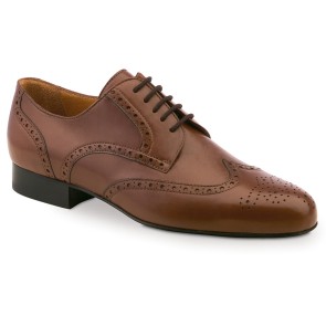 Werner Kern cognac kleurige heren dansschoenen 28023 met suede zool en gaatjes motief