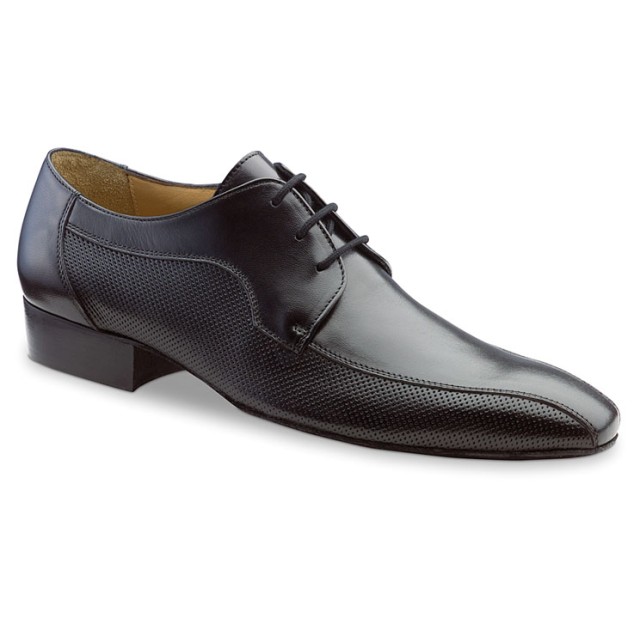 Heren Dansschoenen Lange Neus  voor Social Ballroom Tango met Geperforeerd Zwart leder Werner Kern 28031