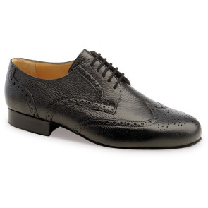 Heren Dansschoen voor Brede Voeten - Zwart Hertenleer - Suede Zool - Hak 2 cm - Werner Kern 28034
