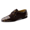 Bruine Heren Dansschoenen met Krokodillen Print Werner Kern 28049