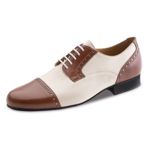 heren dansschoenen met bruin en creme kleurig nappa leer werner kern 28051