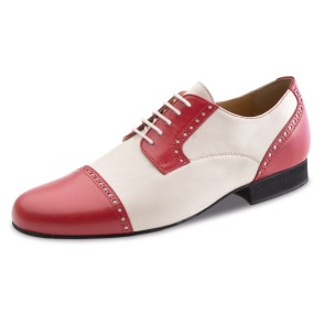 tweekleurige heren dansschoenen werner kern met rood met creme nappa leer 28051