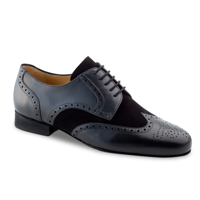 Chique Zwarte Dansschoenen Heren - Leer en Suede - Tango Latin Salsa - Hak 25 mm - Werner Kern 28052