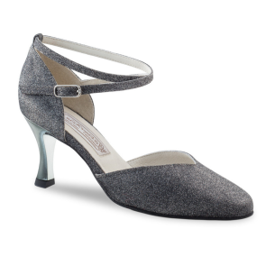 Gesloten Neus Dansschoen voor Dames - Ballroom, Latin, Salsa - Grijs Glitter - Hak 6,5 cm - Werner Kern Abby