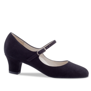 Ballroomschoen voor Dames - Zwart Suede - Dicht Model - Lage Hak - Suede Zool - Werner Kern Ashley