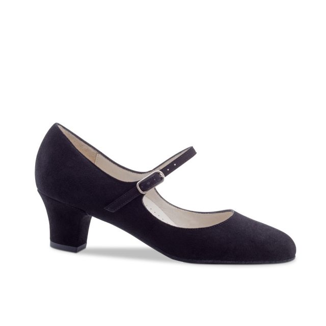 Werner Kern Ashley zwarte suede Dames dansschoenen met Wreefbandje met hakhoogte 45 mm