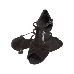 Diamant 182-077-001 dames latin dansschoenen zwart suede gekruisde bandjes