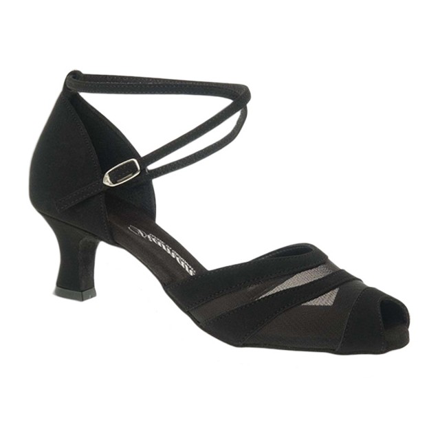 Diamant 102-064-040-Zwarte Dames Latin met lagehak Schoenen