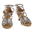 Diamant 108-077-013 latin schoenen meerdere bandjes zilver open neus