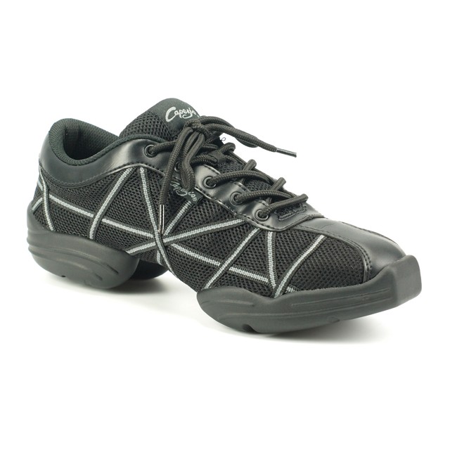 Danssneakers Streetdance Zumba - Splitzool - Zwart/Zilver - Grote Maten - Capezio Web DS19A