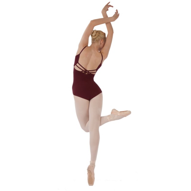 Capezio CC102 dames balletpak met spaghettibandjes donkerrood