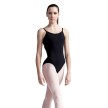 Capezio CC124 zwart balletpak met spaghettibandjes en lage rug voorkant 
