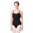 Balletpak met spaghettibandjes - Zwart - Taille en rug van gaas - Open rug - Tactel/spandex - Lulli LUF559