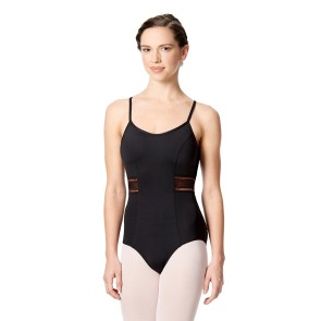 Balletpak met spaghettibandjes - Zwart - Taille en rug van gaas - Open rug - Tactel/spandex - Lulli LUF559