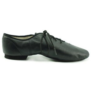 Jazzschoenen van leer - Vetermodel - Rubberen splitzool - Zwart - Capezio Oxford met lage hak