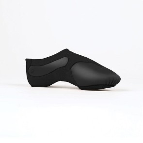 Leren jazzschoenen met suède splitzool - Rubberen hakje - Zwart en huidskleur - Russian Pointe Motion