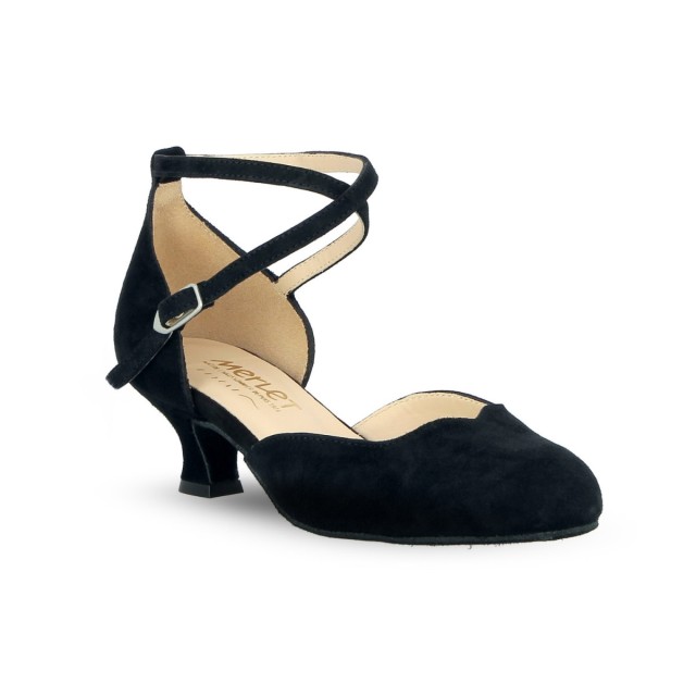 Badras Zwarte Suède Dansschoenen met Lage Hak voor Dames
