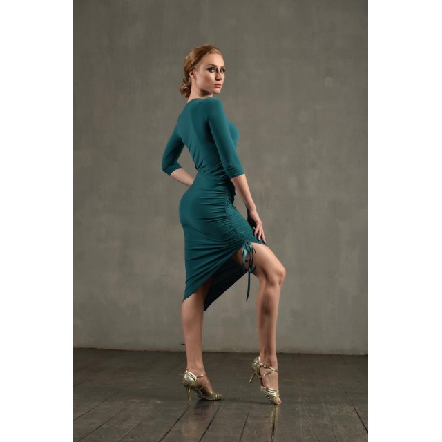 Studio Moscow SM8019 Smaragdgroene Tangojurk met Boothals