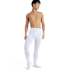 Capezio MT11 Balletlegging Heren Maillot met Voet Wit comfortabel