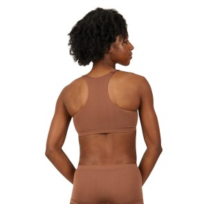 Capezio Naadloze Racerback Sport Bra mokka dubbellaags