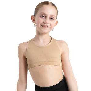 Capezio Naadloze Racerback Sport Bra Meisjes beige met een ronde hals