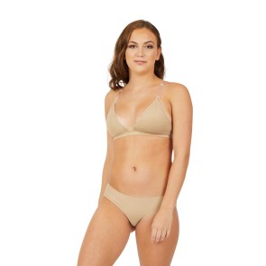 Capezio Deep Neck Clear Back meisjes Bra nude