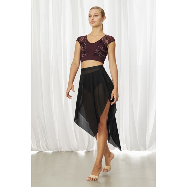 Bloch R3541 dames dansrok semi transparant zwart