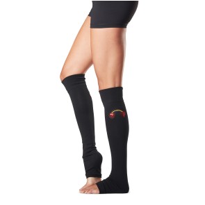 ToeSox Jojo Forever zwarte Beenwarmers zonder hielgat met print detail - 60 cm