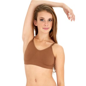 Capezio Beha Top met Doorzichtige Rugband mokka vochtafvoerend