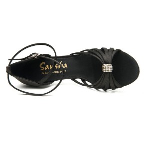 Sansha Penelope Zwarte Latin Schoenen met Swarovki steentje