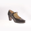 Begona Cervera Dames Flamenco dansschoenen M01 Salon Correa zwart leer