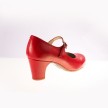 Lederen Flamenco Dames Dansschoenen M03 CORREA rood met blokhak