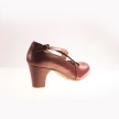 bruine lederen dames dansschoen flamenco Begona Cervera M05 CRUZADO II blokhak 5cm