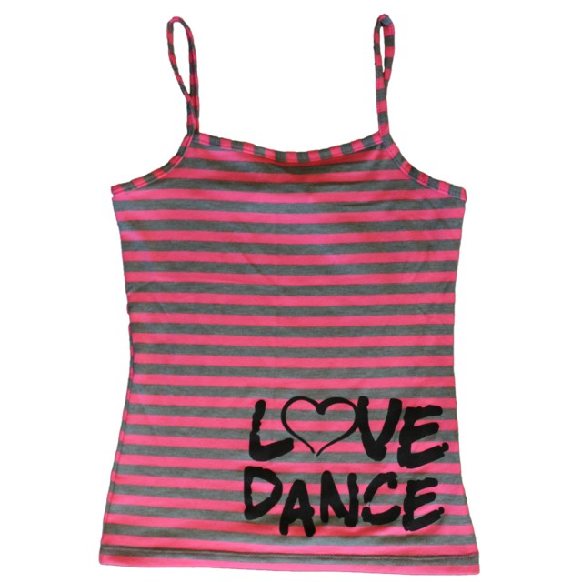 Danstop Papillon Uitverkoop Love Dance Roze met Grijs spaghettibandjes