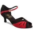 Supadance 1548 dames dansschoenen lage flare hak zwart rood 
