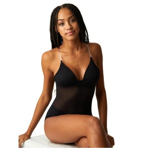 Capezio Plunge Neck Mesh Midriff Leotard Mokka