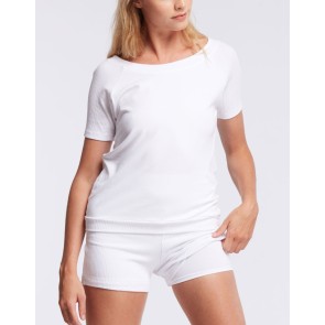 Temps Danse Riga Ribbed Boat Neck T-Shirt wit voorkant