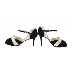 Portdance PD601 Dansschoenen Zwart en Goud Leer zijkant 