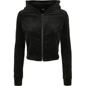 Urban Classics Dames korte fluwelen Hoodie met Rits
