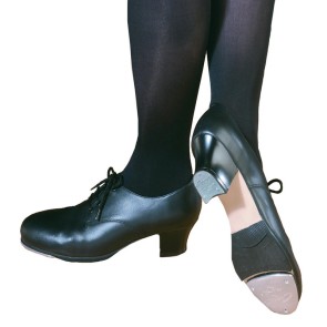 Capezio CG54 West End 2 - zwart Lederen Dames Tap Dansschoenen met Veters en Blokhak