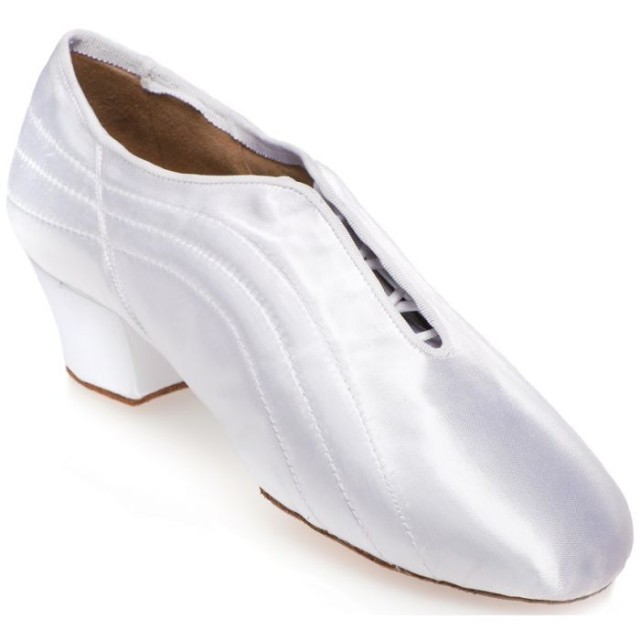 Rummos Elite Zeus Heren Latin dansschoenen voor competitie en practice - splitzool - wit satijn - zwart canvas