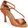 Rummos R304 048 138 satijnen Dames dansschoenen met diagonaal bandje - bronskleurig met glitter