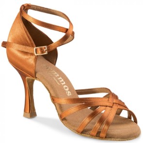 Rummos R332 Dark Tan Satijn Dames Latin schoenen