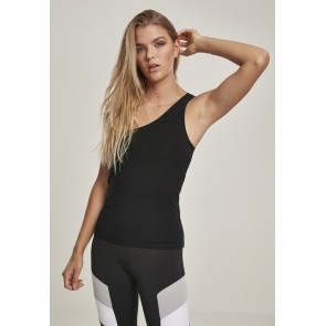 Urban Classics Ladies Asymetric Lurex Top 2 Pack Zilver / Zwart