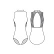 Ballet Rosa Avery balletpak voor dames hooggesloten mouwloos patroon