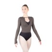 Ballet Rosa Kaori dames vest lange mouwen imitatie omslag taupe